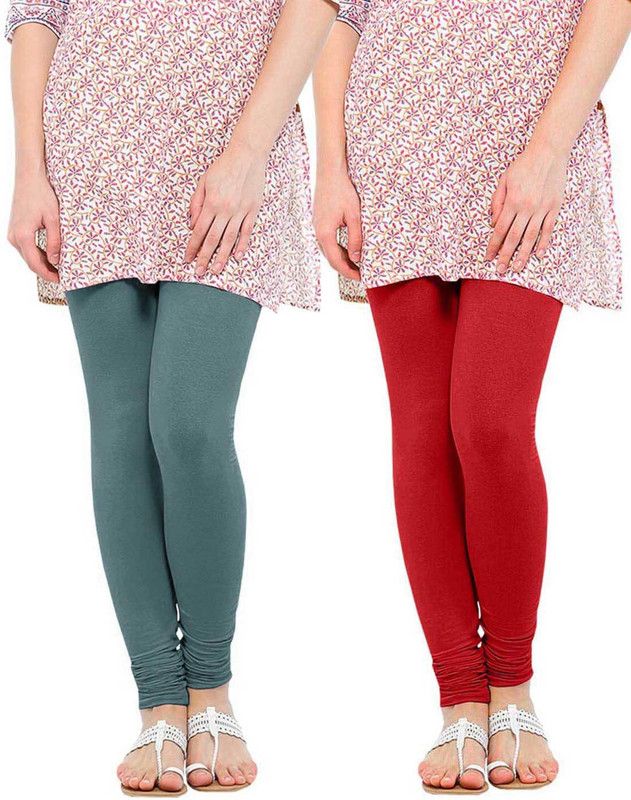 RRTBZ Churidar Ethnic Wear Legging  (Red, Grey, Solid)