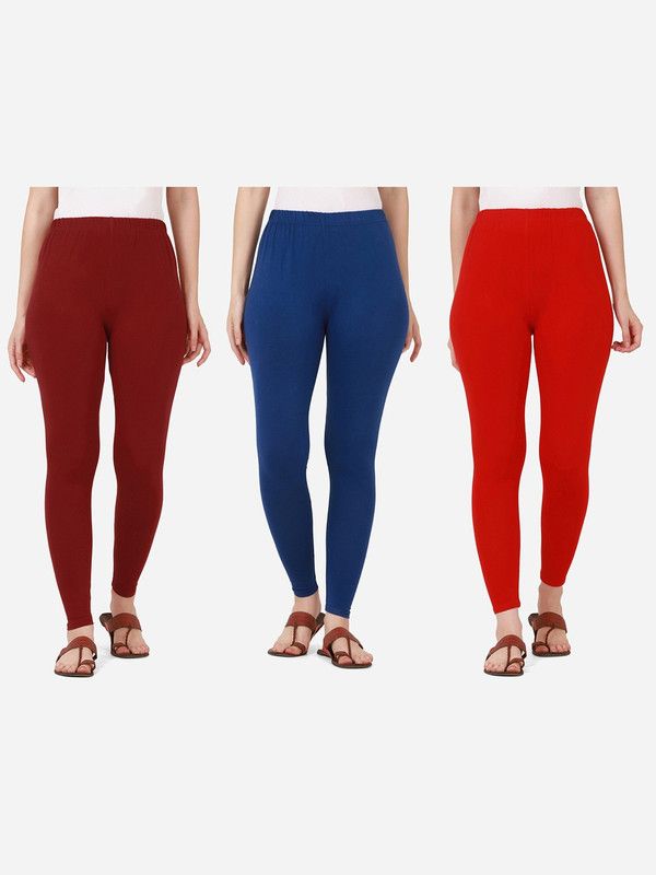 Ankle Length Ethnic Wear Legging  (Maroon, Blue, Red, Solid)