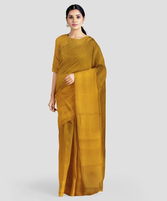 Solid/Plain Bollywood Georgette Saree  (Mustard)