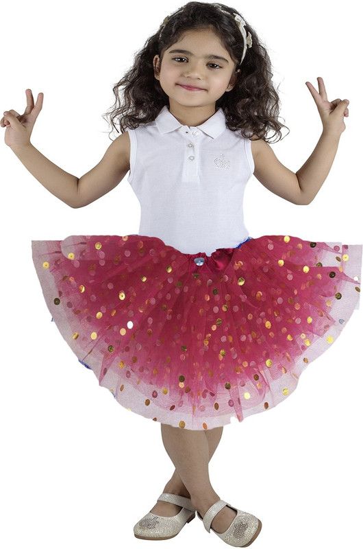 Baby Girls Self Design Flared Purple Skirt