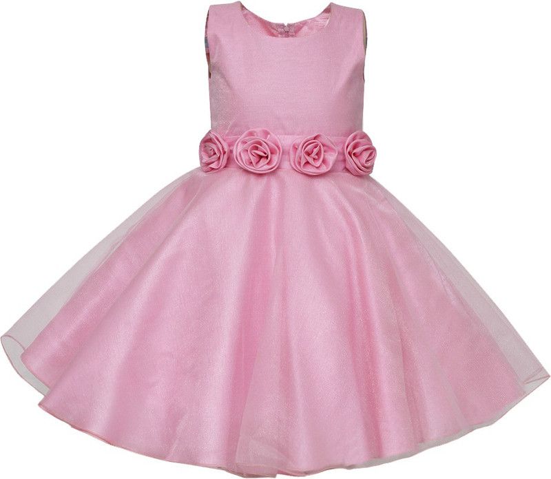 Disney Princess Girls Midi/Knee Length Party Dress  (Pink, Sleeveless)