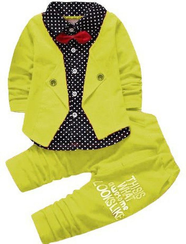 Boys Party(Festive) Blazer Trouser  (Yellow)