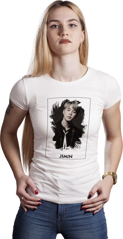 BTS Collection, Dri-Fit T Shirt WBTS-013 Women Printed Round Neck Polyester White T-Shirt