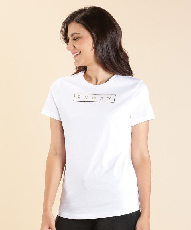 Womens graphic Tee 18 Women Solid Round Neck Cotton Blend White T-Shirt
