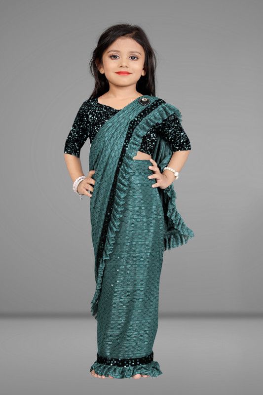Embroidered Bollywood Lycra Blend Saree  (Grey)