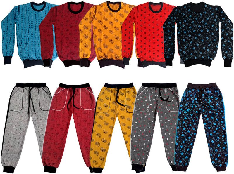 Boys & Girls Party(Festive) Sweatshirt Track Pants  (Multicolor)