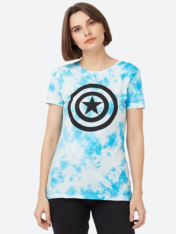 CAPTAIN AMERICA Women Graphic Print Round Neck Pure Cotton Multicolor T-Shirt