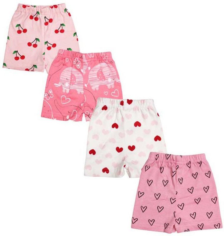Short For Baby Boys & Baby Girls Casual Printed Cotton Blend  (Pink, Pack of 4)