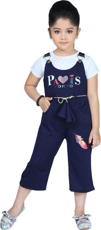 Girls Below Knee Party Dress  (Blue, Short Sleeve)