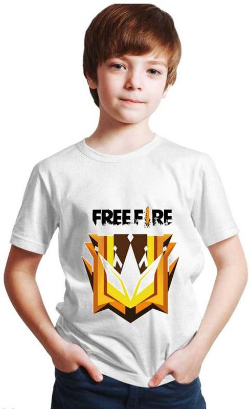 Boys Self Design Polycotton T Shirt  (White, Pack of 1)