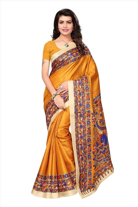 Printed Mysore Cotton Blend, Cotton Silk Saree  (Multicolor)