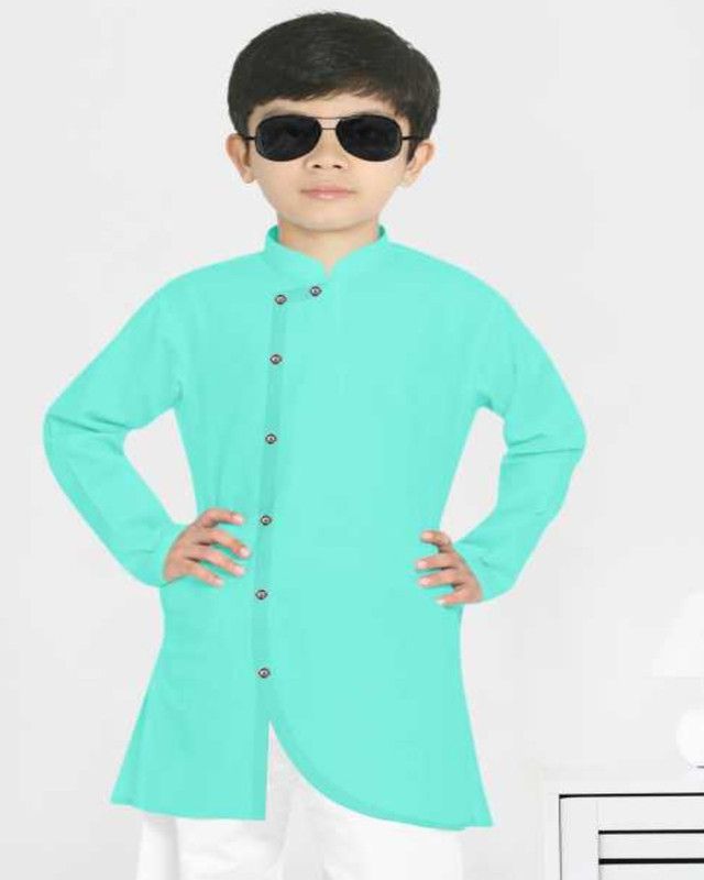 Boys Self Design Kurta  (Beige)