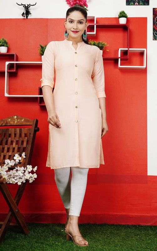 Women Solid Cotton Rayon A-line Kurta  (Black)