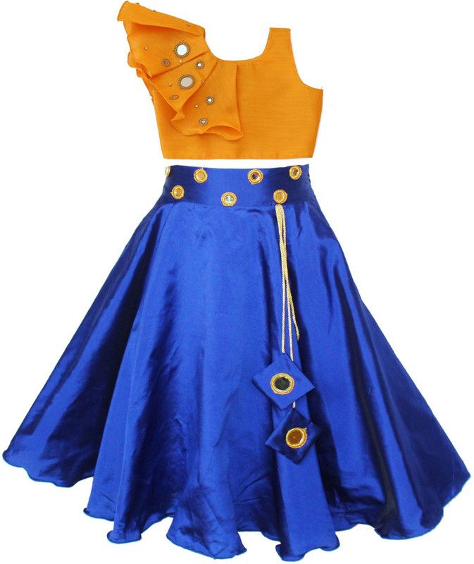 Indi Girls Lehenga Choli Ethnic Wear Embellished Lehenga Choli  (Blue, Pack of 1)