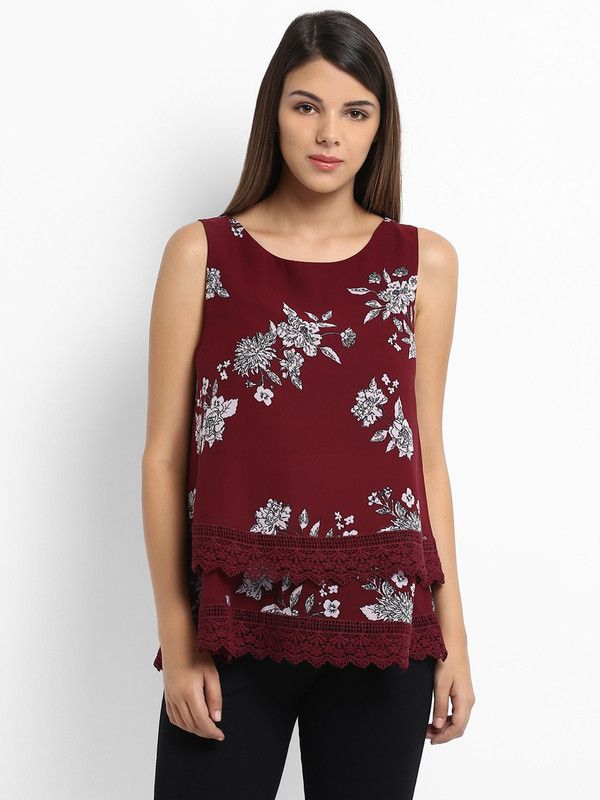 Casual Sleeveless Printed Women Purple Top