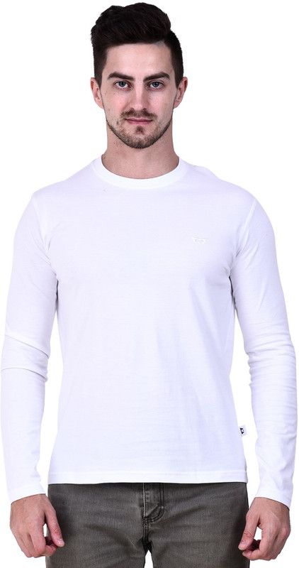 ARTHUR Men Solid Round Neck Pure Cotton White T-Shirt