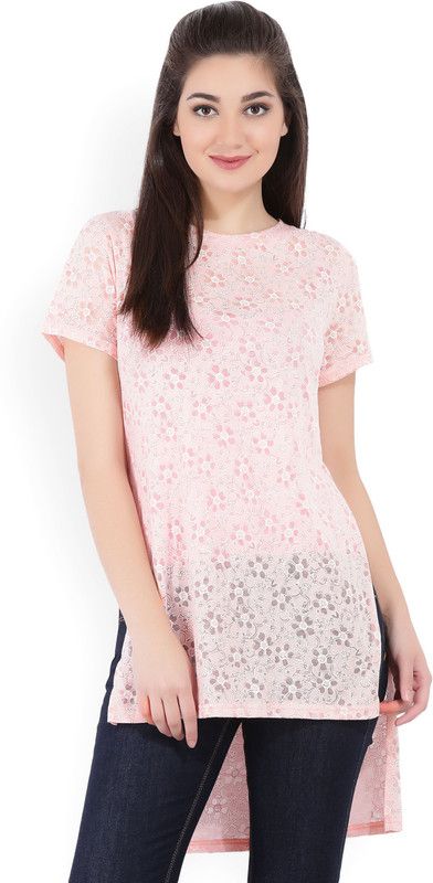 Casual Lace Women Pink Top