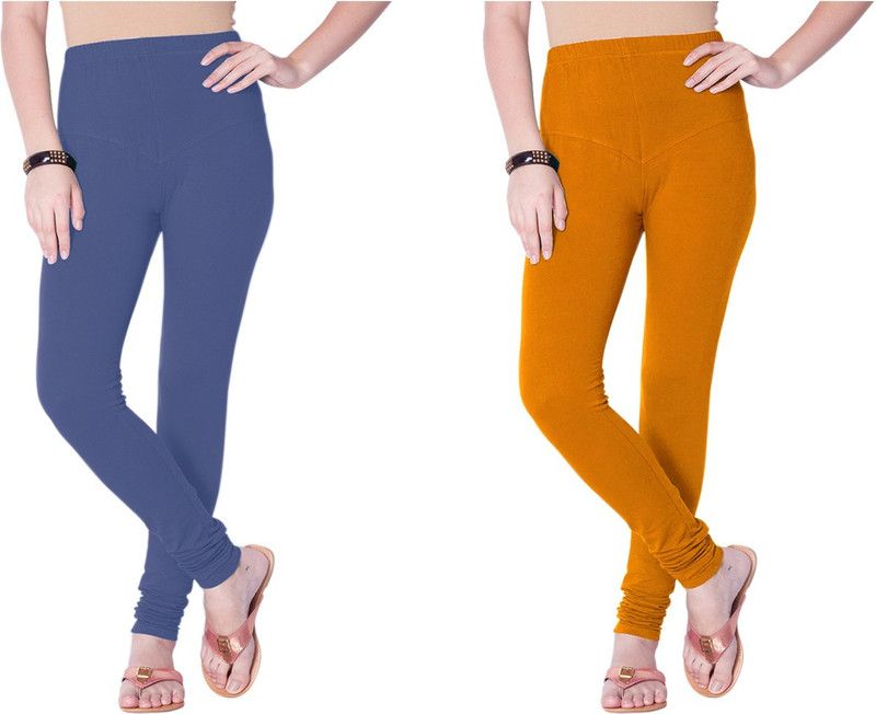 YIGIT Churidar Western Wear Legging  (Light Blue, Orange, Solid)