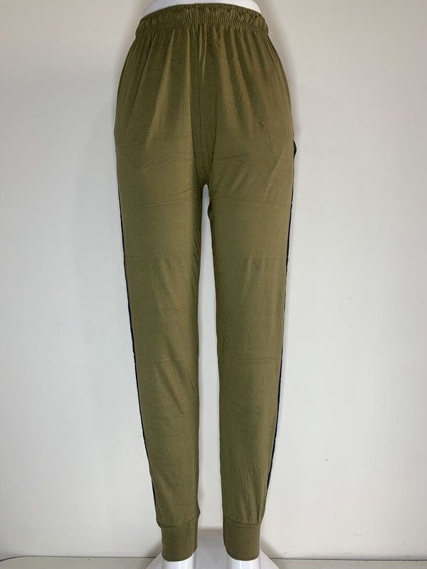 Men Striped Light Green Track Pants