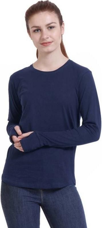 Casual Extended Sleeves Self Design Women Blue Top