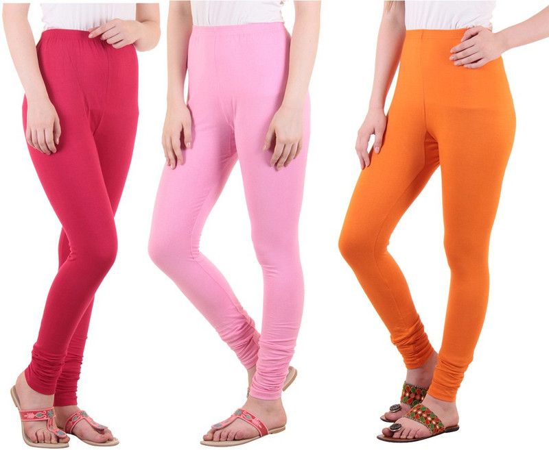 DIAZ Ethnic Wear Legging  (Pink, Orange, Solid)