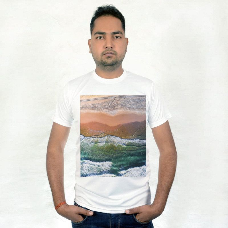 WHITE N PAINT Men Printed Round Neck Poly Cotton Multicolor T-Shirt