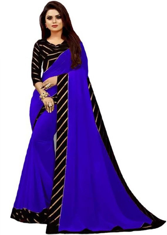 Striped Bhagalpuri Georgette Saree  (Blue)