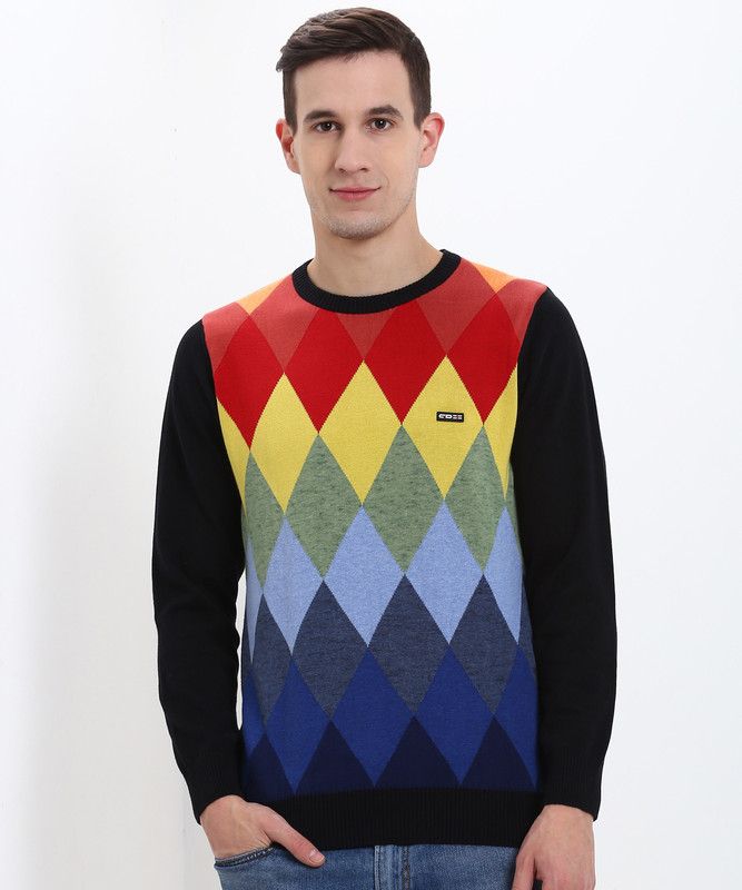 Cloak & Decker By Monte Carlo Round Neck Argyle Men Pullover