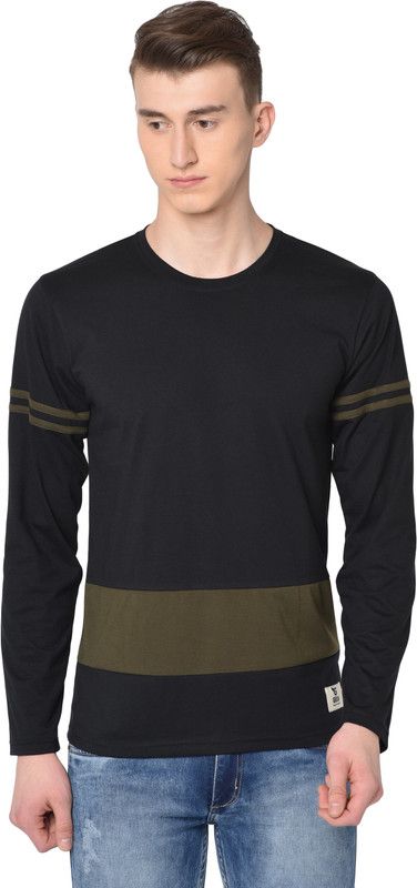 Striped Men Black, Dark Green T-Shirt