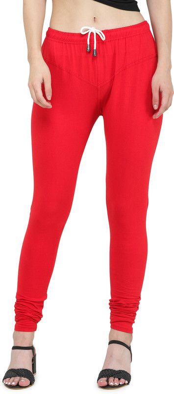 Angelos Churidar Western Wear Legging  (Red, Solid)