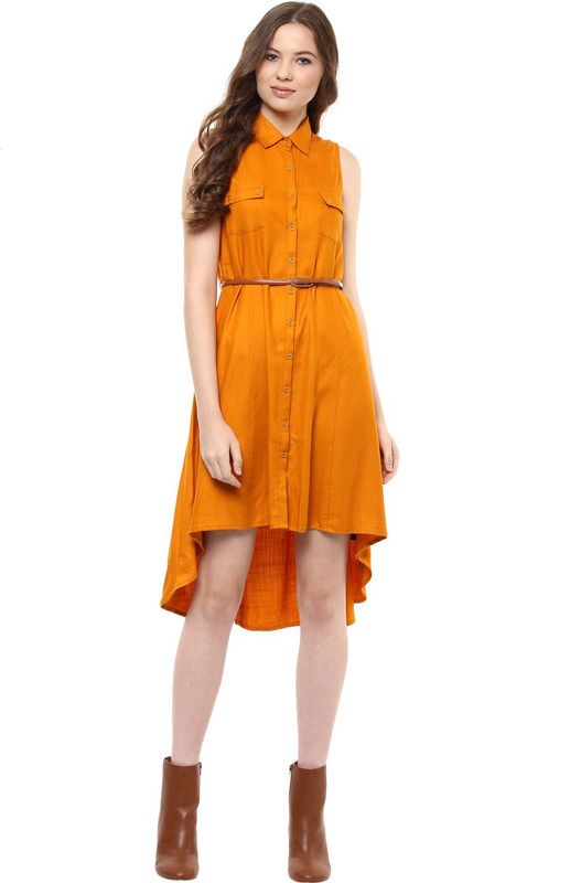 Women High Low Yellow Dress