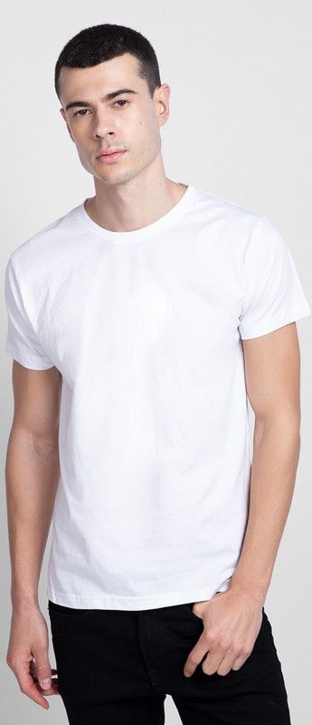 T-shirt/tshirt/tshirt for men/round neck t-shirt/plan t-shirt/half sleev plan t-shirt/half sleeve t-shirt for men Men Solid Round Neck Cotton Blend White T-Shirt