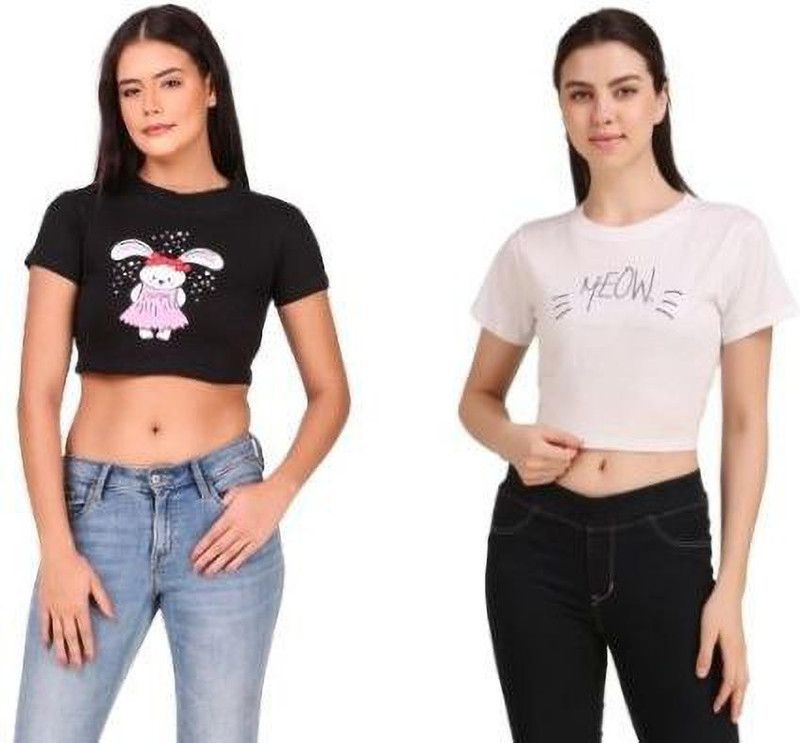 Casual Graphic Print Women Black, Pink Top