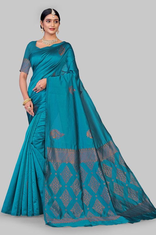 Self Design, Woven Banarasi Jacquard Saree  (Light Blue)