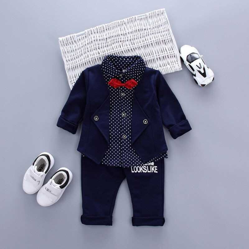 OOKSGAL Baby Boys & Baby Girls Party(Festive) Shirt Bow Tie, Trouser, Jacket  (Blue)