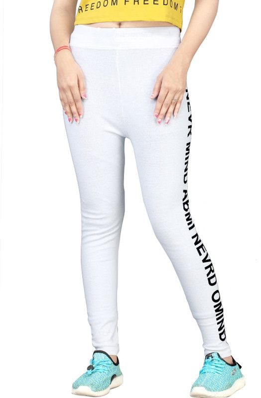 FAYDA MALL White Jegging  (Graphic Print)