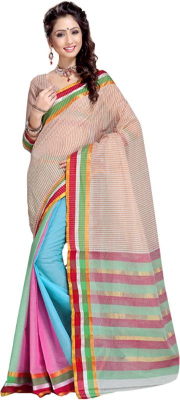Woven Bollywood Cotton Blend Saree  (Blue)