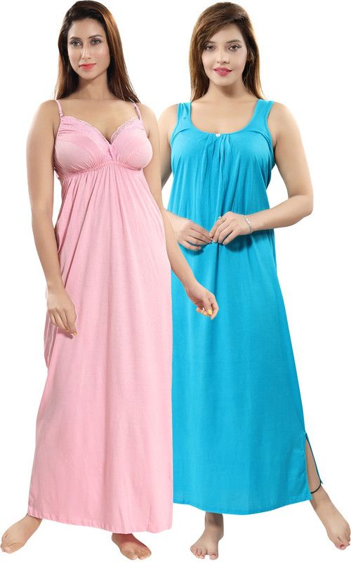 Pack of 2 Women Nighty  (Pink)