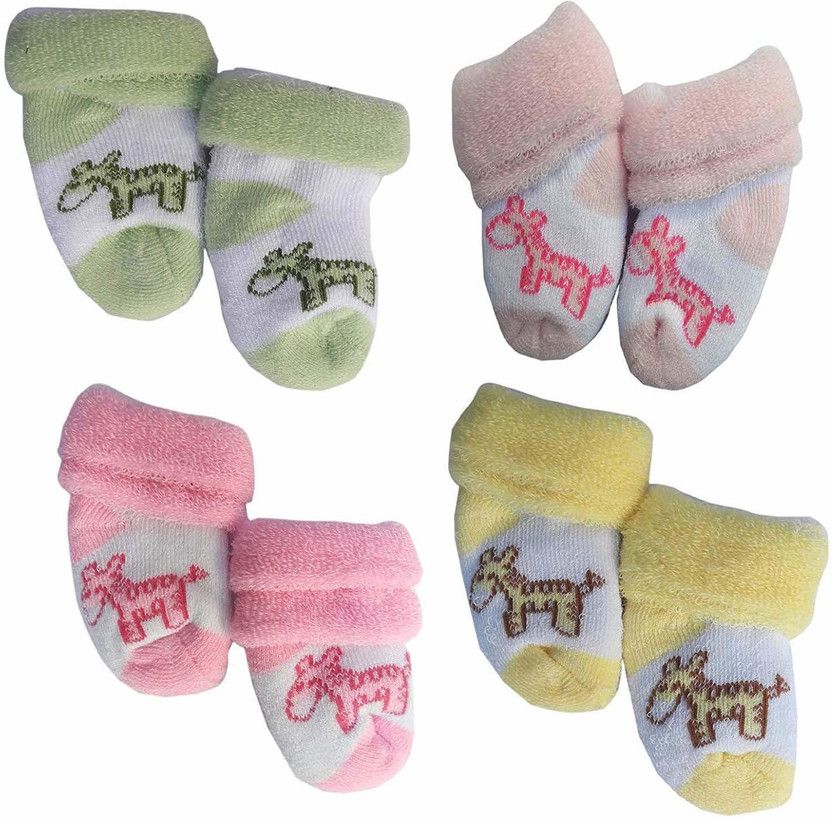 Baby Boys & Baby Girls Printed, Color Block Ankle Length  (Pack of 4)