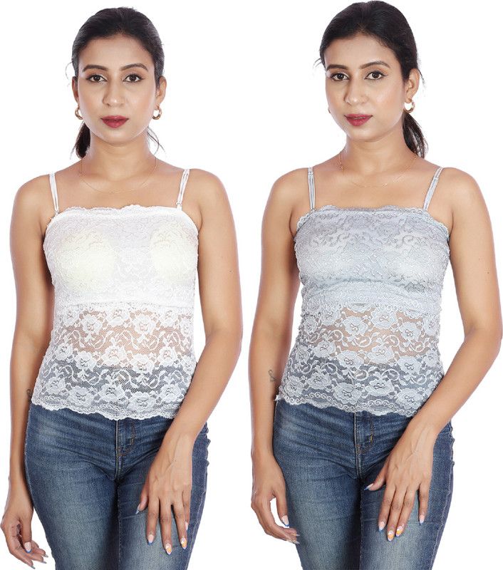 Pack of 2 Casual Sleeveless Self Design Women White, Grey Top