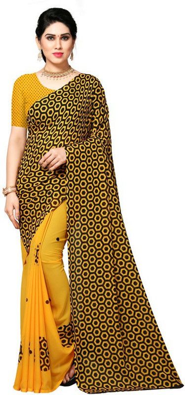 Striped Kanjivaram Cotton Blend Saree  (Yellow)