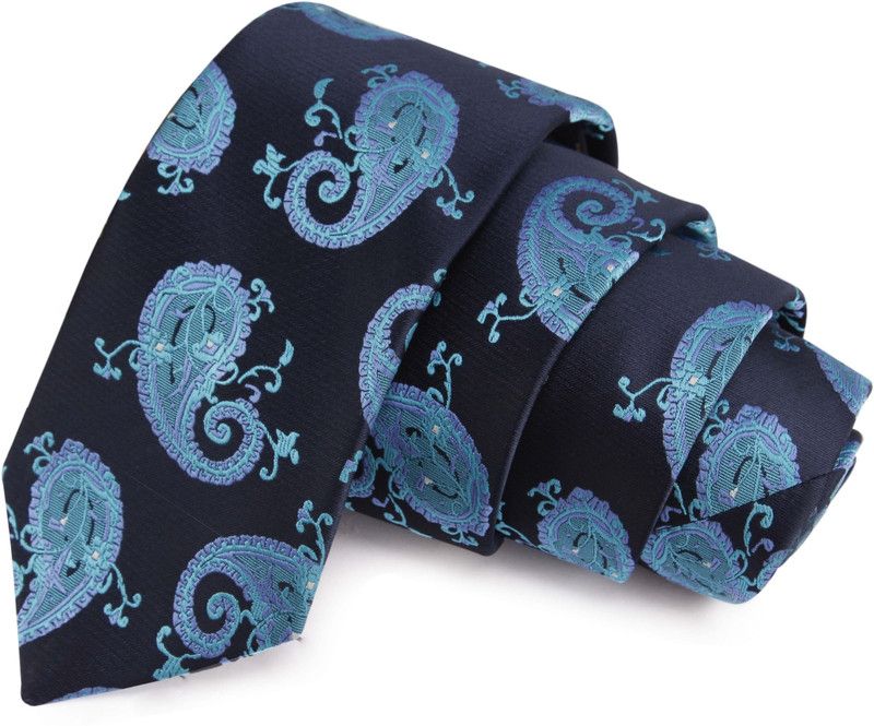 PELUCHE Beautiful Navy Blue & Light Blue Colored Microfiber Neck Self Design Men Tie
