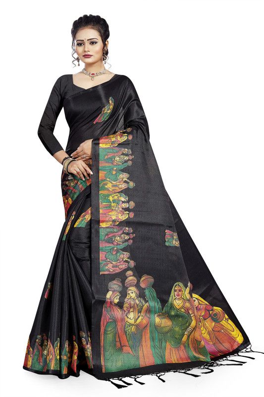 Embroidered Mysore Pure Silk Saree  (Black)