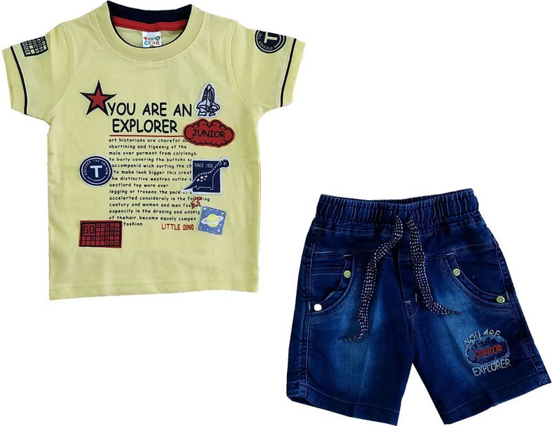 Boys Party(Festive) T-shirt Shorts  (Yellow)