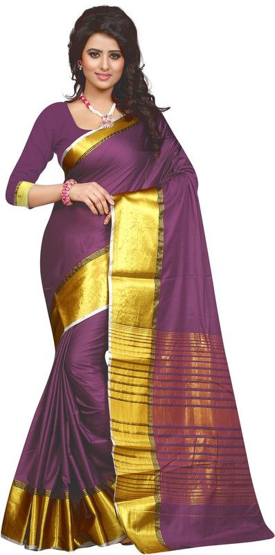 Self Design Bollywood Cotton Blend Saree  (Magenta)