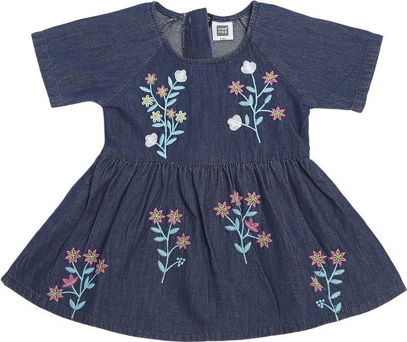 Baby Girls Casual Dress Dress  (Dark Blue)