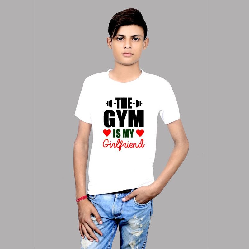 Widersoft Printed Men Round Neck Black T-Shirt on Chest The Gym Is My Girlfriend Graphic Print For Mens Men Printed Round Neck Cotton Blend Black T-Shirt