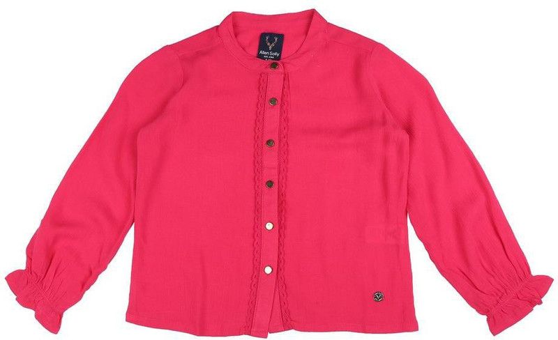 Girls Cotton Viscose Blend Shirt Style Top  (Pink, Pack of 1)