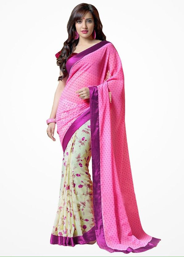 Embroidered Fashion Chiffon Saree  (Pink)