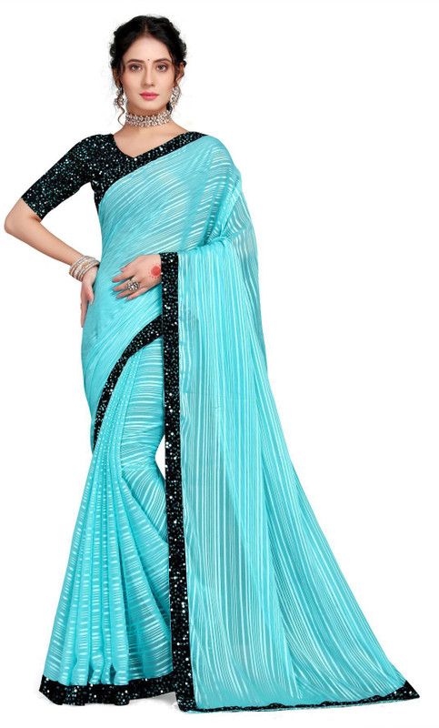 Solid Fashion Chiffon Saree  (Grey)